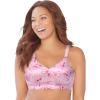 Catherines Women’s Plus Size Wireless Back Smoothing Bra(Pink Floral Bloom)
