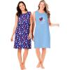 Dreams & Co. Plus Size 2-Pack Sleeveless Sleepshirt(Sky Blue Popsicle)
