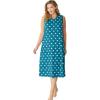 Dreams & Co. Plus Size Long Sleeveless Sleepshirt(Deep Teal Hearts)