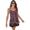 Swimsuits For All Swim 365 Women’s Plus Size Longer-Length Draped Mesh Racerback Tankini Top(Party Multi)