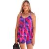 Swimsuits For All Swim 365 Women’s Plus Size Longer-Length Draped Mesh Racerback Tankini Top(Sunset Brushstroke)