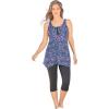 Swimsuits For All Swim 365 Women’s Plus Size Longer-Length Handkerchief Hem Tankini Top(Black Confetti)