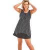 Swimsuits For All Swim 365 Women’s Plus Size Longer-Length Handkerchief Hem Tankini Top(Black Dots)