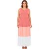 Woman Within Plus Size Colorblock Tiered Dress(Sweet Coral Colorblock)