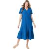 Woman Within Plus Size Gauze Tiered Dress(Bright Cobalt)
