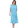 Woman Within Plus Size Short-Sleeve Button-Front Pocket Dress (Petite Available) – 4X, Blue Blossom