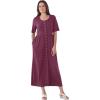 Woman Within Plus Size Short-Sleeve Button-Front Pocket Dress (Petite Available)(Deep Claret)
