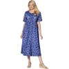 Woman Within Plus Size Short-Sleeve Button-Front Pocket Dress (Petite Available)(Navy Blossom)