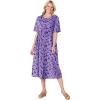 Woman Within Plus Size Short-Sleeve Button-Front Pocket Dress (Petite Available)(Purple Blossom)