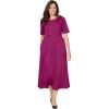Woman Within Plus Size Short-Sleeve Button-Front Pocket Dress (Petite Available)(Raspberry)