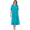 Woman Within Plus Size Short-Sleeve Button-Front Pocket Dress (Petite Available)(Waterfall Pretty Blossom)