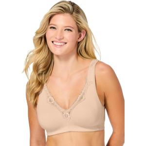 Catherines Women’s Plus Size Cotton Comfort Wireless Bra(Frappe)