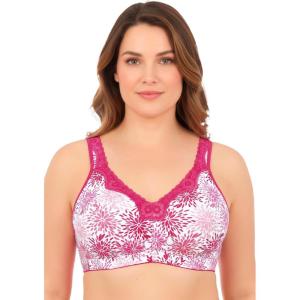Catherines Women’s Plus Size Cotton Comfort Wireless Bra(Pink Blossom)