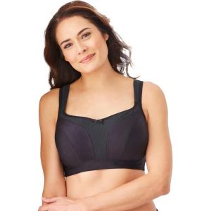 Comfort Choice Women’s Plus Size Limitless Wirefree Low-Impact Back Hook Bra(Black)