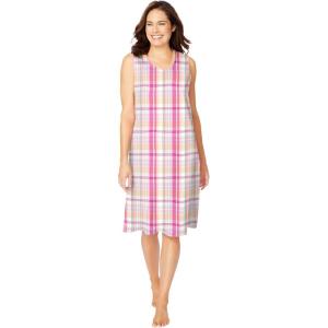 Dreams & Co. Plus Size Short Sleeveless Sleepshirt(Multi Plaid)