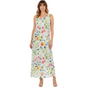 Woman Within Plus Size Sleeveless Crinkle Dress(White Multi Watercolor)
