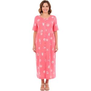 Woman Within Plus Size Stamped Empire Waist Dress(Coral Ocean Stamp)