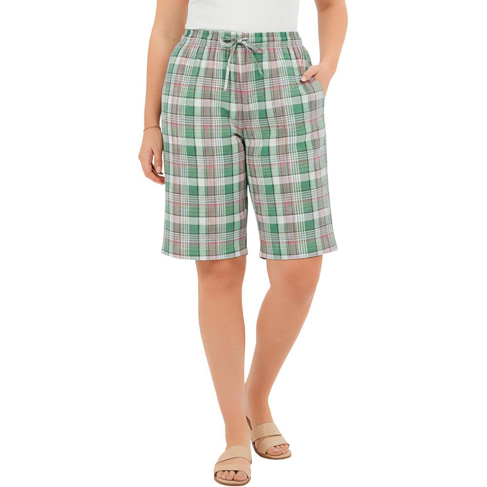 image:imageWoman Within Plus Size Seersucker ShortPine Plaid