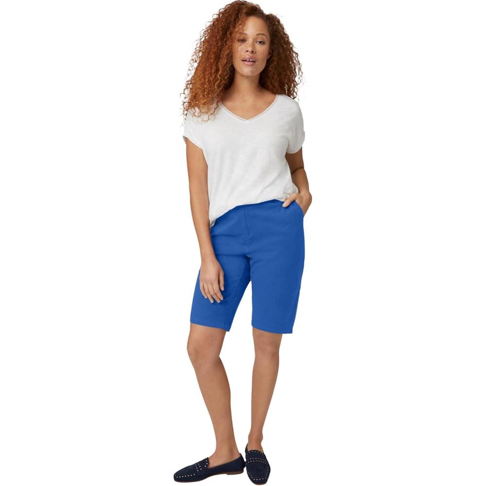 image:imageellos Plus Size Stretch Chino MidRise Bermuda ShortsOcean Sapphire