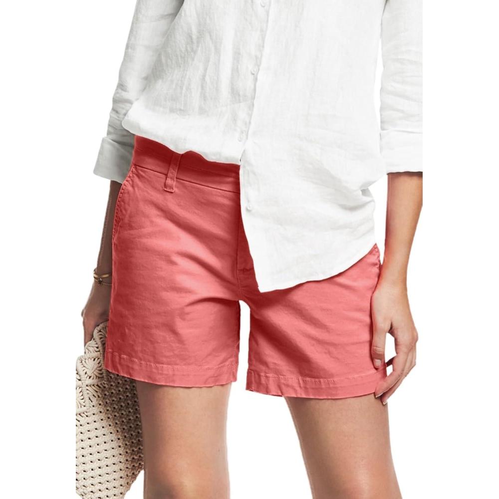 image:imageellos Plus Size Stretch Chino MidRise ShortsStrawberry Rose
