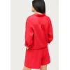 ellos Plus Size Linen-Blend Elastic Waist Shorts(Hot Red)