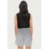 ellos Plus Size Linen-Blend Elastic Waist Shorts(Navy White Stripe)