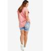 ellos Plus Size Mid-Rise Stretch Denim Bermuda Shorts(Light Blue Sanded Distressed)