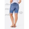 ellos Plus Size Mid-Rise Stretch Denim Bermuda Shorts(Medium Stonewash)