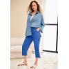 ellos Women’s Plus Size Stretch Cargo Capris Front and Side Pockets Casual Cropped Pants(Ocean Sapphire)