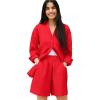 ellos Plus Size Linen-Blend Elastic Waist Shorts(Hot Red)