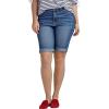 ellos Plus Size Mid-Rise Stretch Denim Bermuda Shorts(Medium Sanded Distressed)