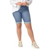 ellos Plus Size Mid-Rise Stretch Denim Bermuda Shorts(Medium Stonewash)