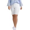 ellos Plus Size Mid-Rise Stretch Denim Bermuda Shorts(White)