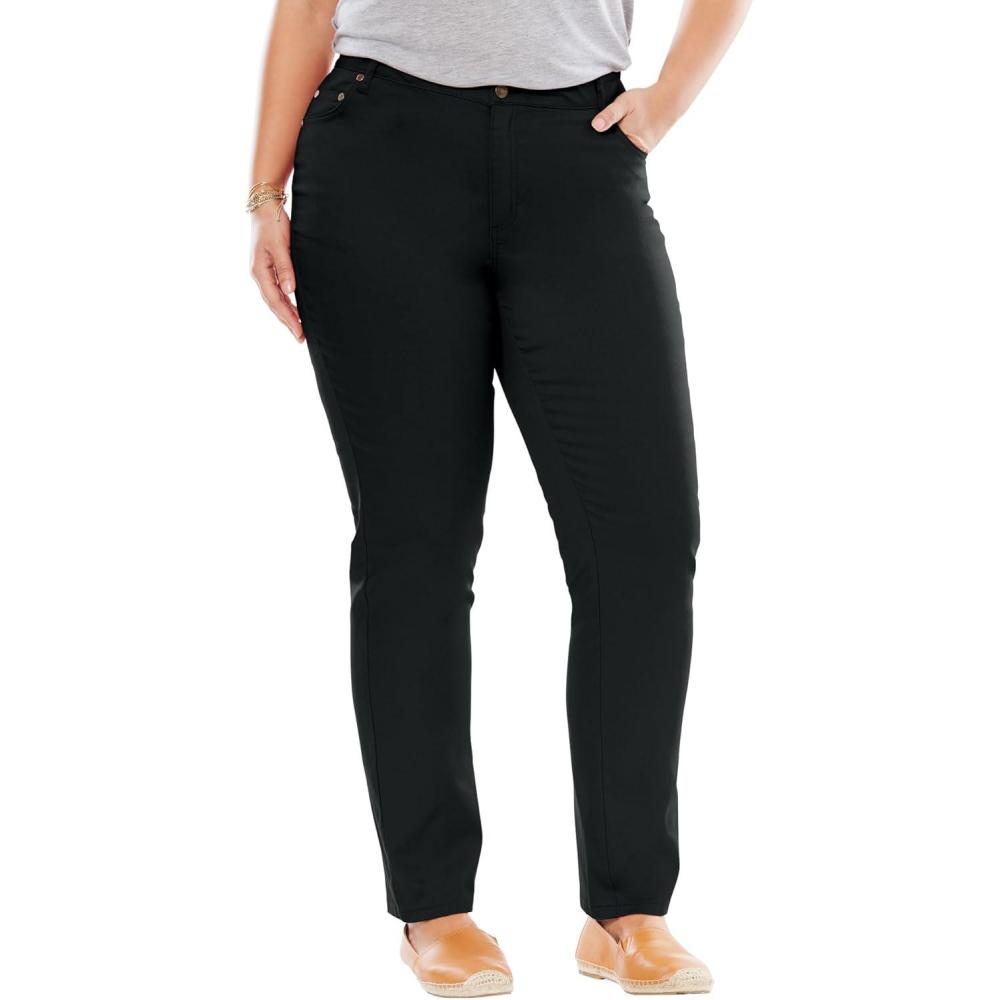 image:imageWoman Within Plus Size Stretch Denim 5Pocket StraightLeg JeansBlack Denim