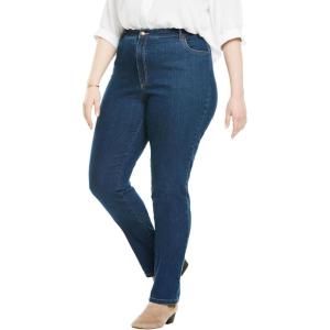 Woman Within Plus Size Stretch Denim 5-Pocket Straight-Leg Jeans(Medium Stonewash)