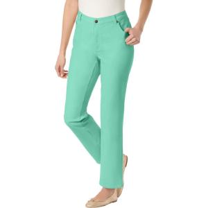 Woman Within Plus Size Stretch Denim 5-Pocket Straight-Leg Jeans(Pale Seafoam)
