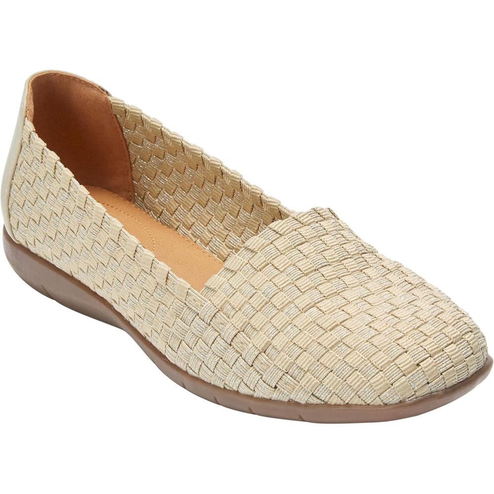 image:imageComfortview Womens The Bethany Stretch Woven Slip On Flat Wide Widths AvailableKhaki Metallic