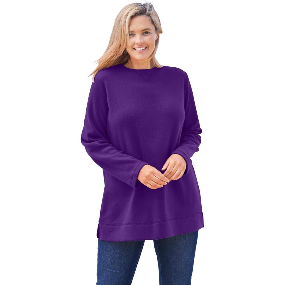 image:imageWoman Within Plus Size Crewneck Ultra Soft Sherpa SweatshirtRadiant Purple