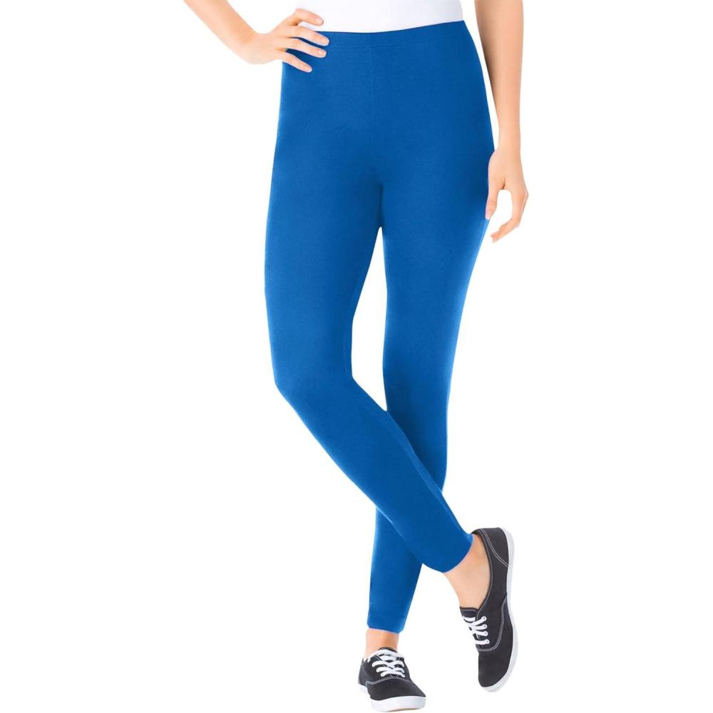 image:imageWoman Within Plus Size Petite StretchCotton Knit PullOn LeggingsBright Cobalt
