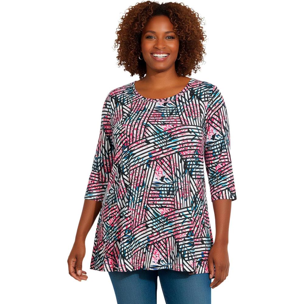 image:imageWoman Within Plus Size Swing Hem TunicWhite Geo Bouquet
