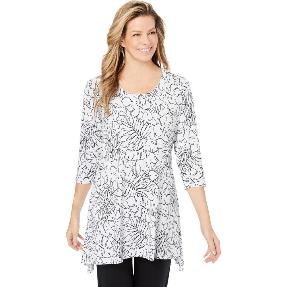 image:imageWoman Within Plus Size Swing Hem TunicWhite Palms