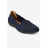 Comfortview Women’s The Bethany Stretch Woven Slip On Flat (Wide Widths Available)(Navy Metallic)