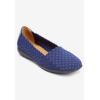 Comfortview Women’s The Bethany Stretch Woven Slip On Flat (Wide Widths Available)(Navy Solid)