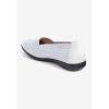 Comfortview Women’s The Bethany Stretch Woven Slip On Flat (Wide Widths Available)(White Metallic)