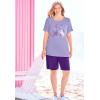 Woman Within Plus Size 2-Piece Knit Tee And Short Set(White Happy Butterfly)
