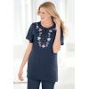 Woman Within Plus Size 7-Day Embroidered Pointelle Tunic(Deep Claret Floral Embroidery)