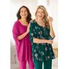 Woman Within Plus Size 7-Day Three-Quarter Sleeve Pintucked Henley Tunic(Black Magnolia)