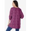 Woman Within Plus Size 7-Day Three-Quarter Sleeve Pintucked Henley Tunic(Deep Claret Pretty Bouquet)