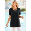 Woman Within Plus Size Criss Cross Tee(Black)