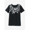 Woman Within Plus Size Graphic Tee(Deep Claret Lotus)